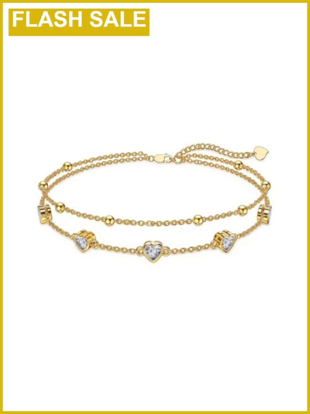 18K Gold Plated Anklet Heart Birthstone Jewelry Gift for Women